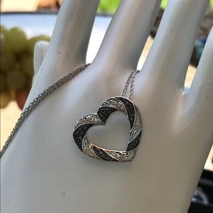 WG Rhodium/Solid SS Bl/WH Diamonds 18in Necklace